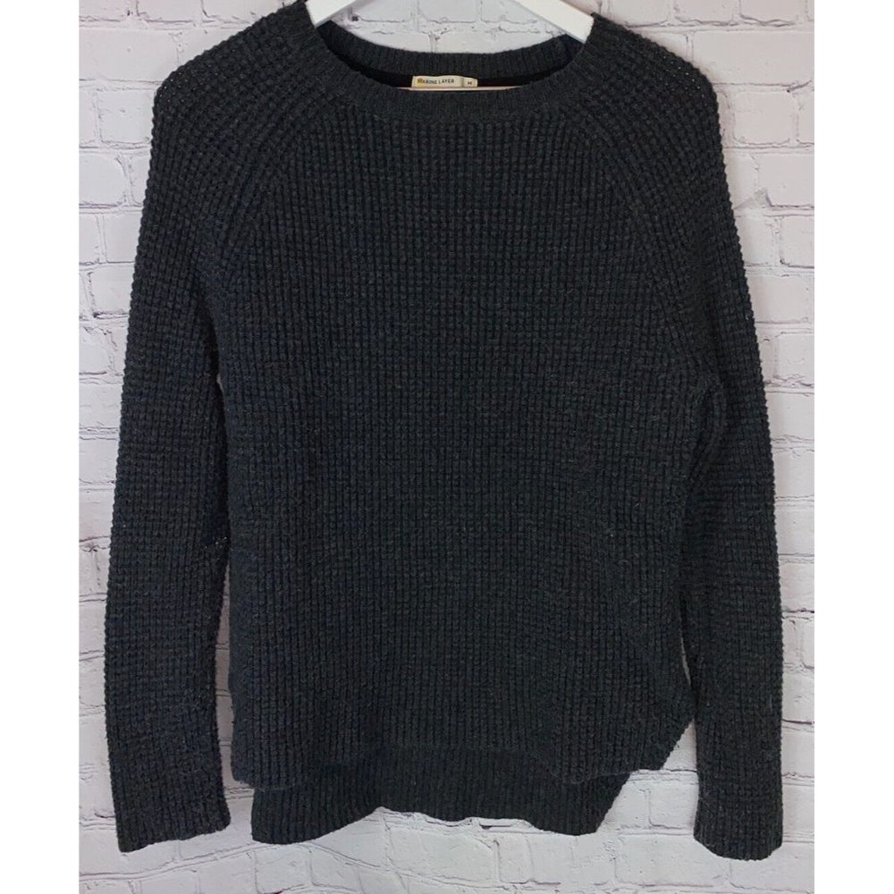 MARINE LAYER Womens' Gray Wool Blend Crewneck Sweater Size Medium